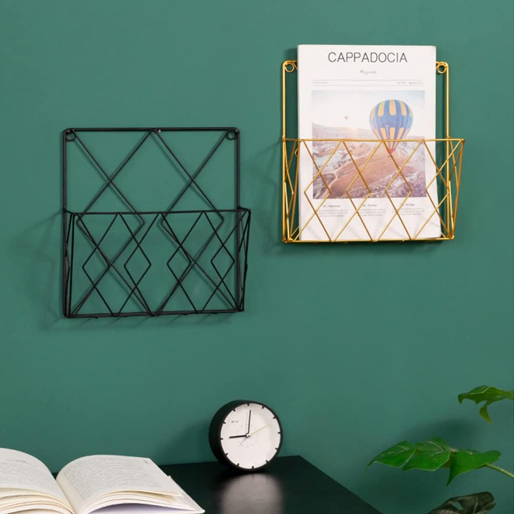 Iron Wire Collection For Case Wall Mount File Holder Metal Magazine Organizer Holder Home School Dorm Organizer Supplies Wall Magazine Holder Rack Gold Metal Clear For Bathroom