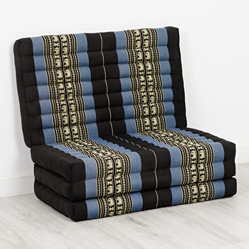 livasia Nachhaltige Klappmatratze aus Kapok, Gästematratze vierteilig, Faltbare Matratze für Van, ökologische Yogamatte, klappbares Gästebett, Liege für Garten und Balkon 200x80x8cm (Blau/Elefanten) – Bild 5