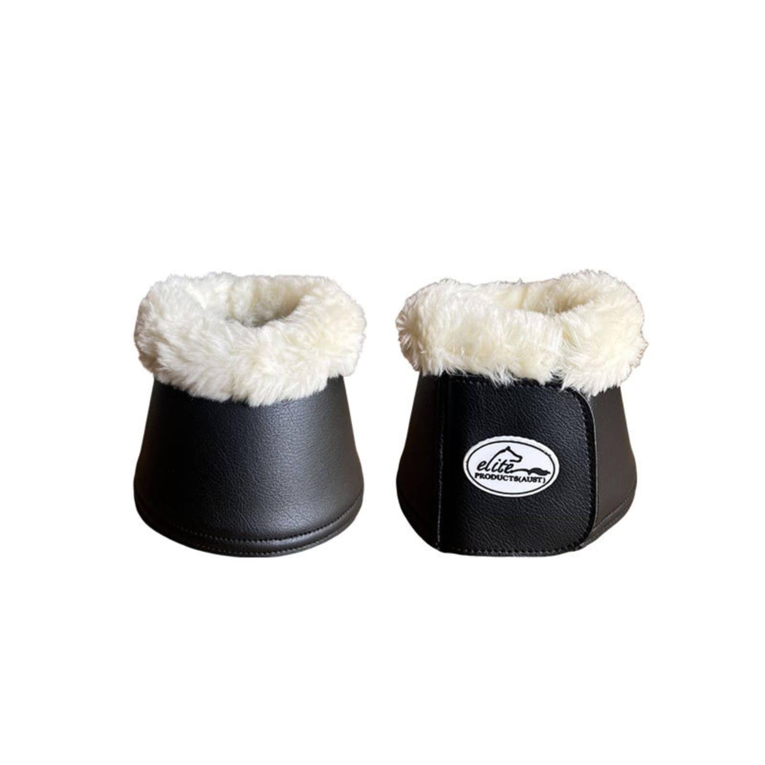 Faux-Faux-Hair Cuff Horse Hoof Protection Boots Black Shell Safeguarding Hoof Boots Stitched Construction Equestrian Gear Front Closure Panel, Nubuck Leather-image-4