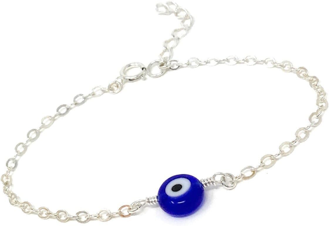 Dainty Evil Eye Bracelet - Sterling Silver