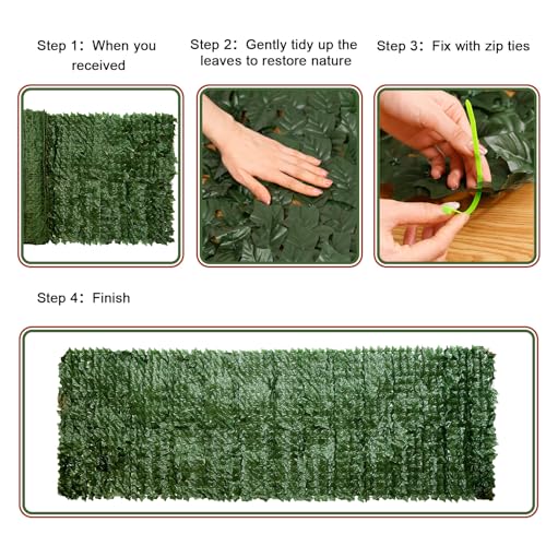 Aboofx Artificial Ivy Privacy Fence Screen, 39 x 118 Inches Dense Ivy Vines Privacy Screen Panels Decoration for Balcony, Patio, Garden, UV-Anti Faux Fence Outdoor Green Privacy Panels