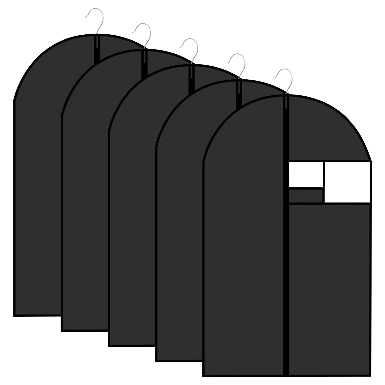 Garment Bags Suit Cover Bags, 5 PCS DustProof Breathable Cover Bags Protector with Clear Window for Suit, Coat, Jacket, Dress, Closet Storage, Travel, Wardrobe 24 x 40 inch