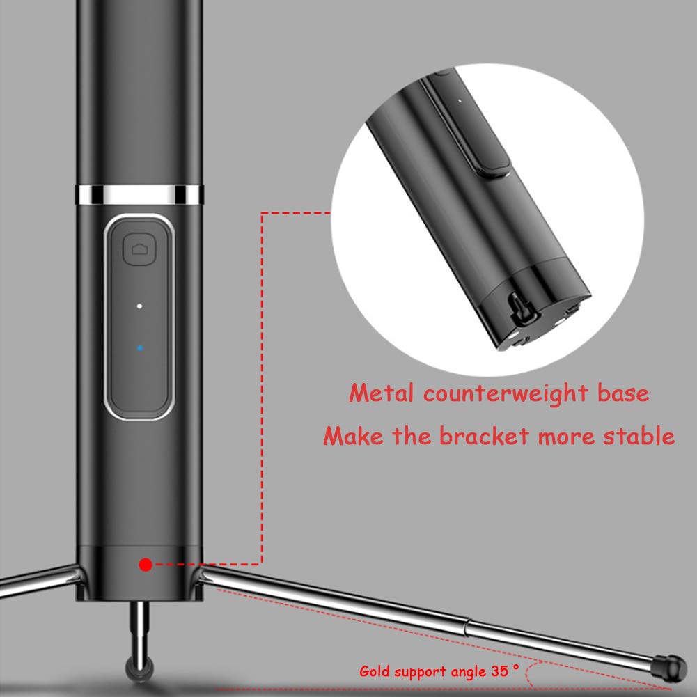 Selfie Stick Treppiede, Telefono Treppiede, 35" Allungabile Alluminio Leggero Treppiede con Wireless Bluetooth Remote per iPhone E Android Phone, Portatile E Grande Regolabile per Selfie/Vlogging