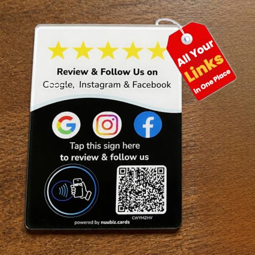 Multilink NFC QR Review Sticker for Google with Social Media Sign(3 PCS)
