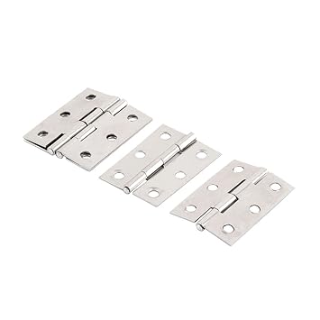 ELECTROPRIME Metal Home Furniture Cabinet Window Wardrobe Door Hinge 4.4 x 3.2cm 4pcs Silver Tone