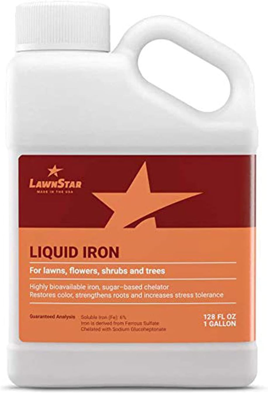 LawnStar Liquid Iron (1 Gallon) for Plants - Multi-Purpose, Suitable for Lawn, Flowers, Shrubs, Trees - Treats Iron Deficiency, Root Damage & Color Distortion – EDTA-Free, American Made