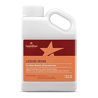 LawnStar Liquid Iron 1 Gallon for Plants - Multi-Purpose, Suitable for Lawn, Flowers, Shrubs, Trees - Treats Iron Deficiency, Root Damage & Color Distortion EDTA-Free, American Made