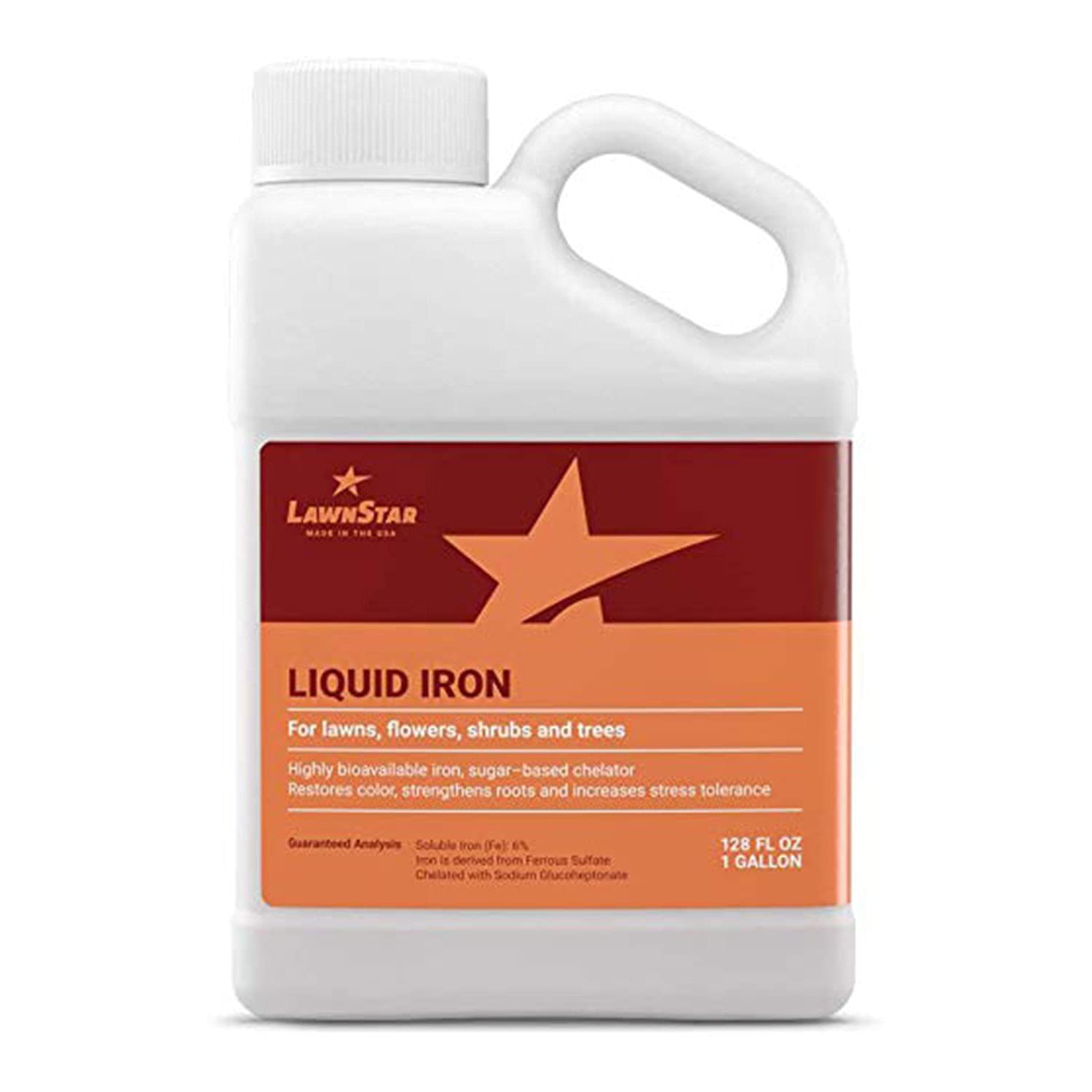 LawnStar Liquid Iron (1 Gallon) for Plants - Multi-Purpose, Suitable for Lawn, Flowers, Shrubs, Trees - Treats Iron Deficiency, Root Damage & Color Distortion – EDTA-Free, American Made