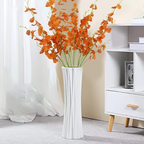 Ferial Artificial Orchids Flowers Bouquet Realistic Orchids Silk Bulk, 6Pcs Faux Flowers Flowers Fake Orange Orchids Long Stem For Indoor Outdoor Wedding Home Office Decoration #TOP4