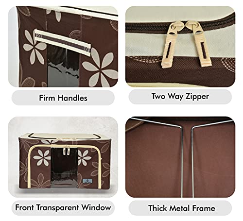 Image of Yellow Weaves Foldable Cloth Storage Box /Wardrobe Organizer 66 LTR, 2 pieces, Brown