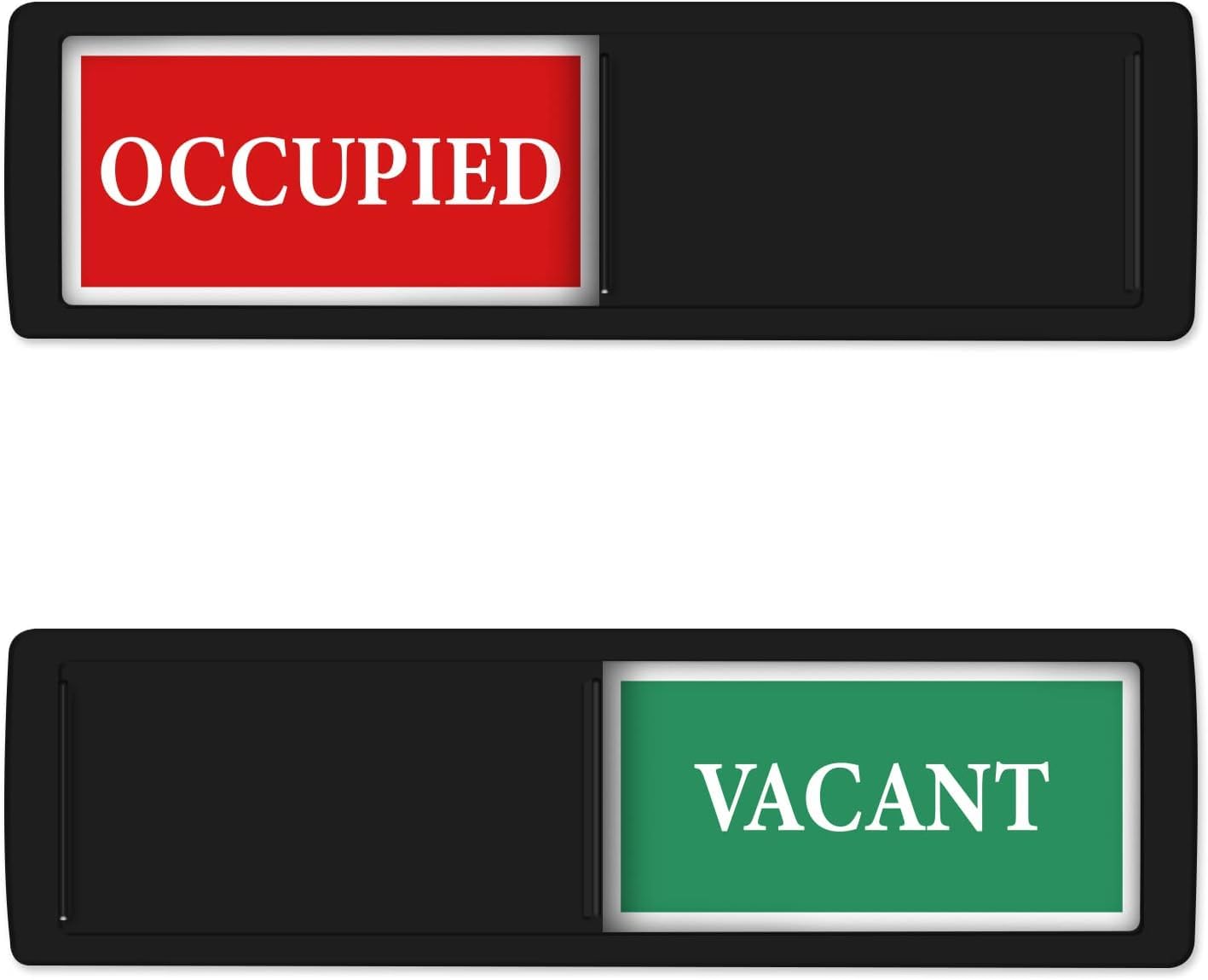 Privacy Sign - Vacant Occupied Sign for Home Office Restroom Conference Hotel Hospital, Easy to Read Non-Scratch Magnetic Slider Door Indicator Sign with Clear, Bold & Colored Text - Black