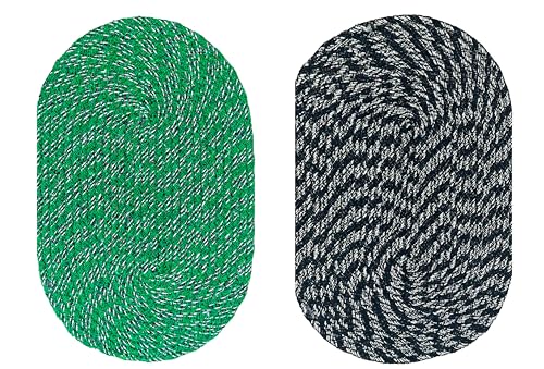 Image of Doormat for Bathroom Anti Slip|Handmade Cotton Doormat | Quick Dry, Washable Door Mat for Home, Bathroom & Bedroom (33X53 CM)(Green-Black)