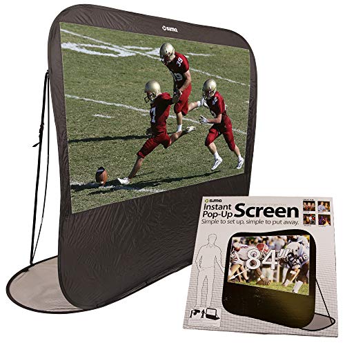SIMA 84" Pop Up Instant Portable Projection Screen, Black; Instant Set Up, Flexible