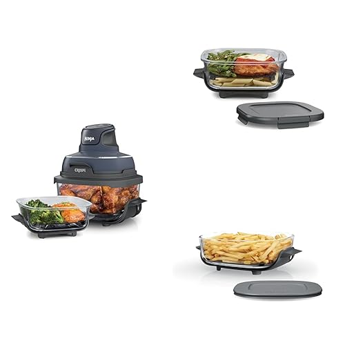 Ninja Air Fryer, 2.5 QT Crispi System + 4 Containers with Storage Lids, Air Fryer, Microwave, Freezer & Dishwasher Safe, Non Toxic Portable Cooking System, Compatible with Ninja FN100 Crispi Series - Crispi Deluxe 2