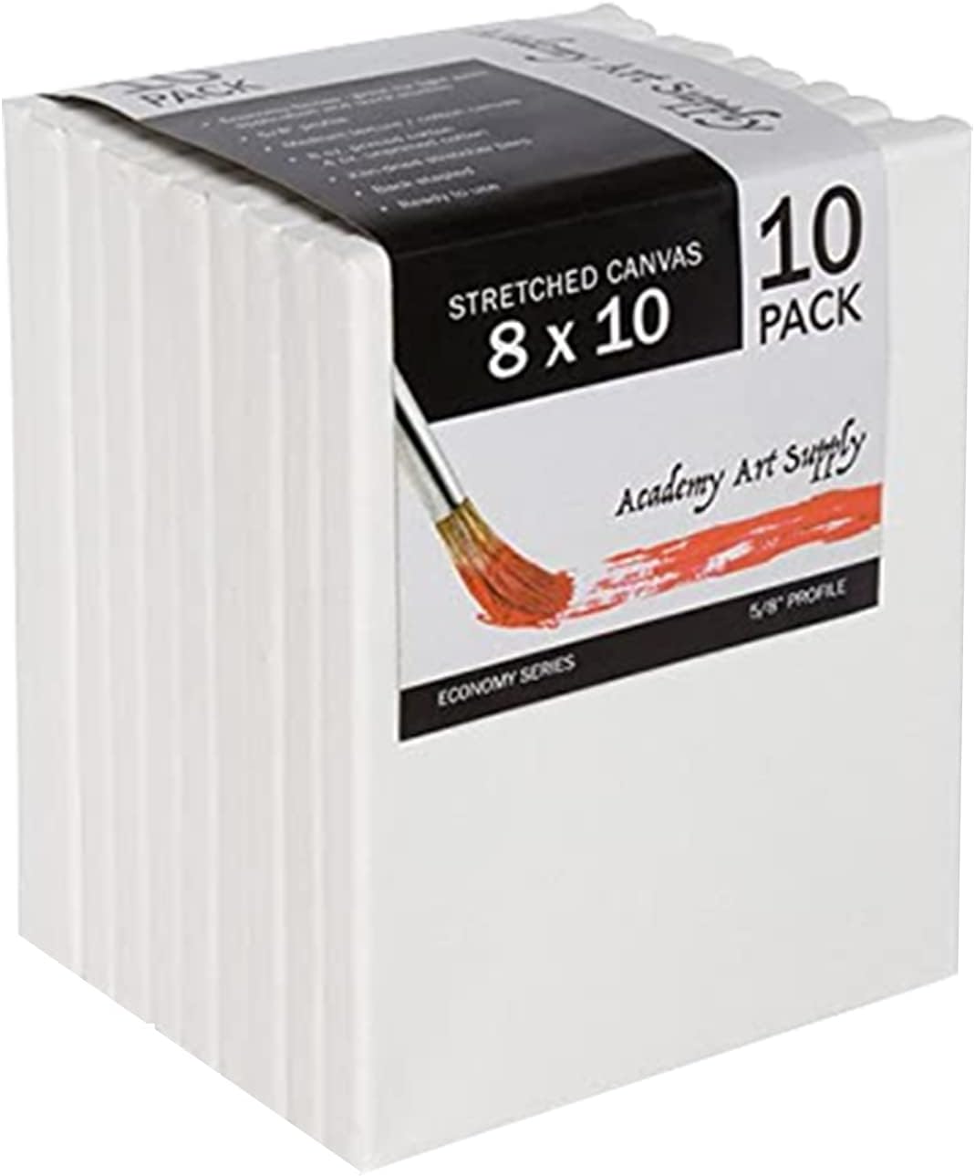 Academy Art Supply 8 x 10 Inch Stretched Canvas Value Pack of 10