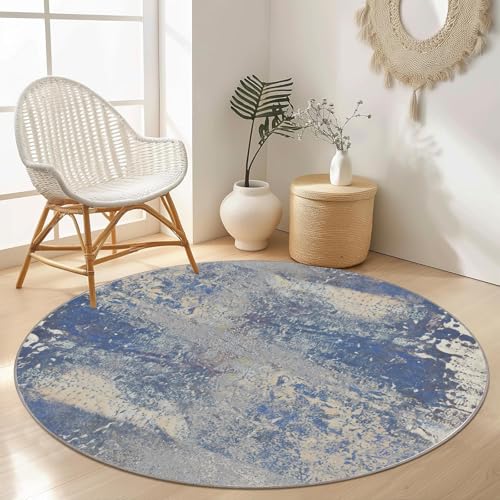 GPRXIOM Alfombra redonda de 76,2 cm (2,5 pies) para sala de estar, alfombra redonda vintage antideslizante para interiores, comedor, dormitorio