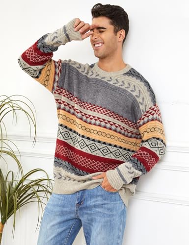 VDWIP Mens Knit Sweater Grandpa Vintage Knitted Sweaters Oversized Striped Spring Pullover Casual Long Sleeve Pullovers4