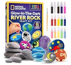 Blue Marble National Geographic Glow in the Dark Rock Painting Kit - Arts & Crafts Kit for Kids, Decorate 15 River Rocks wi…