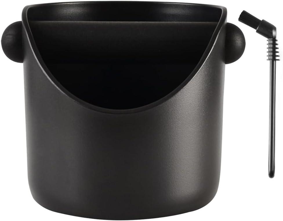 Coffee Grounds Espresso Puck Knock-Box - Small Size Knock Box for Home Coffee Bar with Espresso Machine Cleaning Brush Barista Tools Espresso Accessories