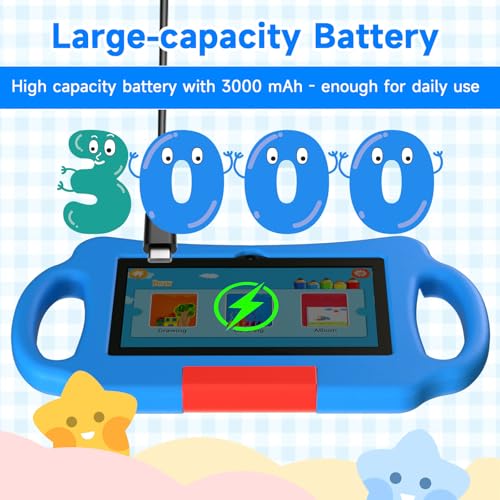 Image of Vyrolina Kids Tablet 7 Inch 4GB RAM 32GB Memory, Lightweight Shockproof Case,Long Battery Life, Parental Control, WiFi Dual Camera for Kids Ages 3-7, Nice Present Gift (Blue)