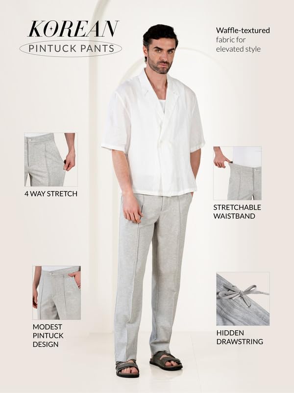 Image of The Pant Project Relaxed Fit Korean Pintuck Pants for Men | Stylish Relax Fit Men's Wear Trousers for Office or Party | Mens Fashion Dress Trouser Pant