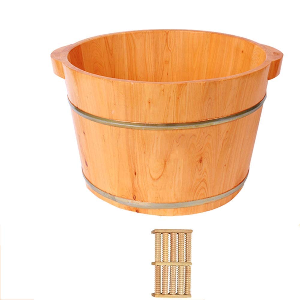 Cilindro per pediluvio in cedro, barilotto per pediluvio con coperchio, piccolo barilotto di legno per pediluvio, barilotto per pediluvio femminile secchio per la salute domestica in legno 26 cm (Log