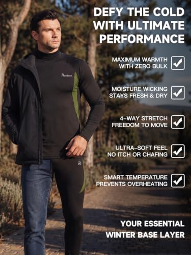 Image of romision Thermal Underwear for Men Stretch Fit, Fleece Base Layer Top & Bottom Set, Insulated Long Johns for Cold Weather Hunting