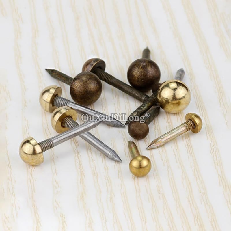Retro 200PCS Solid Brass Decorative Upholstery Tacks Nails Screws Jewelry Gift Box Sofa Decorative Tack Stud Doornail Hardware - (Length: 18mm Bronze Color)