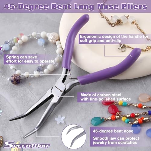 Image of SPEEDWOX 45 Bent Needle Nose Pliers With Smooth Jaw for Jewelry & Fishing