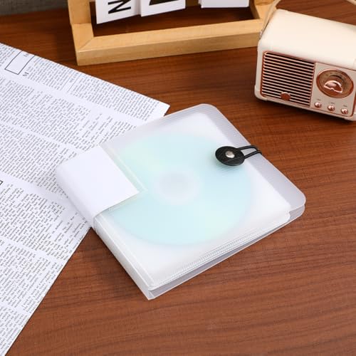 TOVINANNA CD Tasche 12 Stück, Tragbare DVD Hülle für Auto und Reise, Transparente Aufbewahrungstasche aus PP, Platzsparender Organizer für Kinder und Musiksammler, Staubdichtes Case