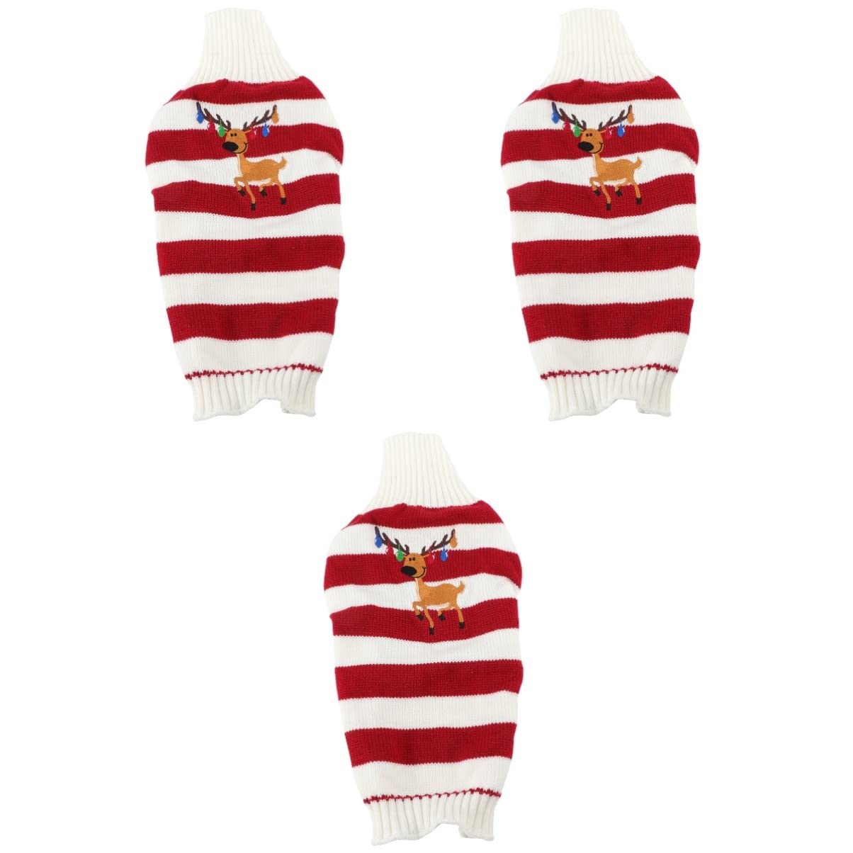 POPETPOP 3pcs Pet Christmas Clothes Winter Elk Knit Sweater for Dogs for Puppy Outfits during Holiday Season