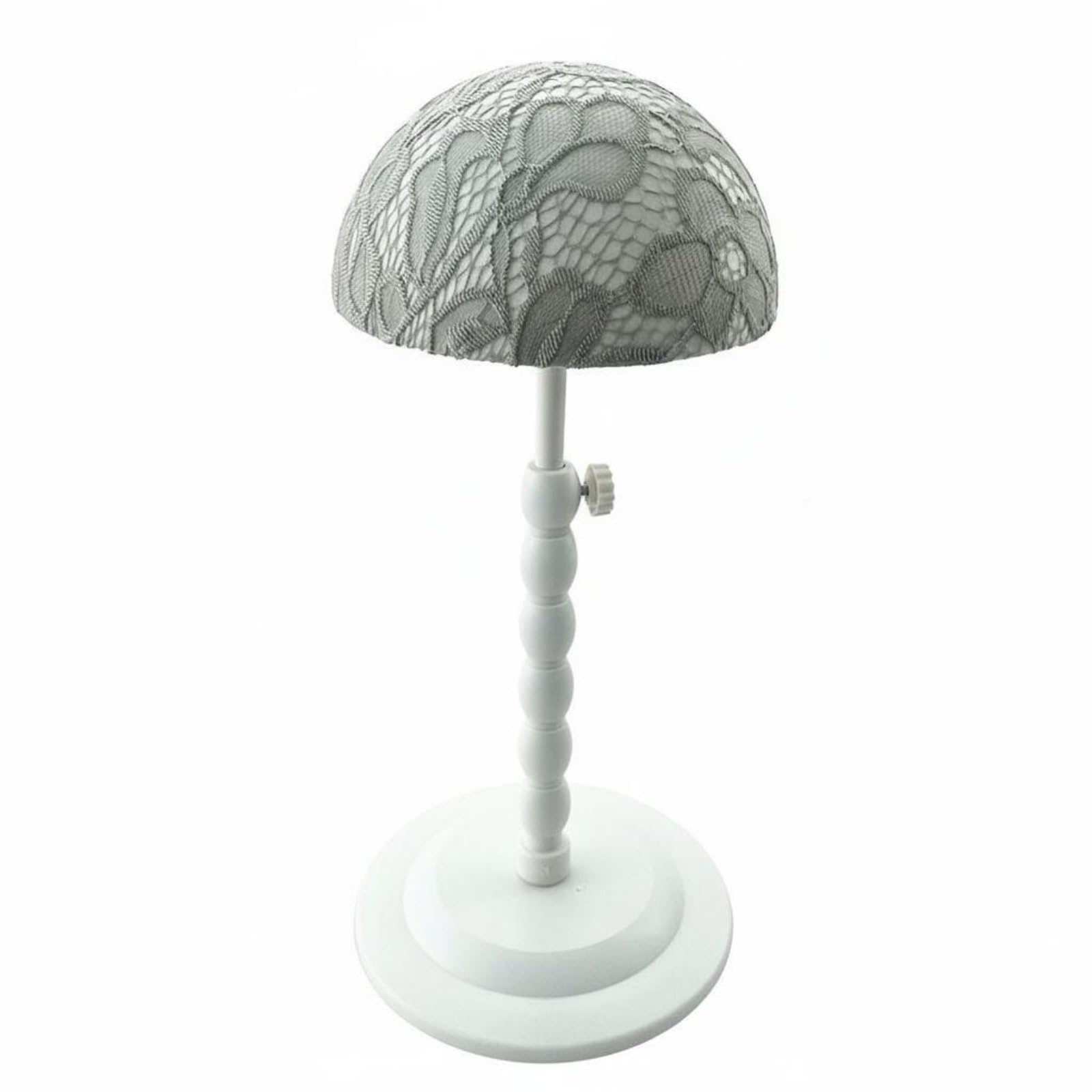 stable base adjustable hairpiece stand safeguarding dome top hairpiece holder multi-purpose height adjustable headwear stand modern design for hair stylists, retailers, salon, home storage, gr