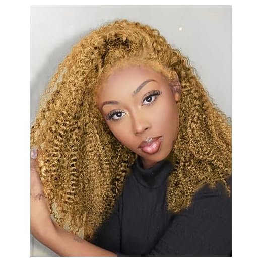 FACMOOD 4C Edges HD Lace Front Wig Human Hair Honey Blonde Kinky Curly Wig, 13x4 Lace Frontal Kinkycurly Wigs with 4C Kinky Edges Hairline Pre-Plucked 180% Density 24 inch