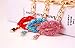 JML Axmerdal Crystal Rose Lipstick Makeup Keyring Rhinestone Purse Bag Charm Pendant Keychain Christmas Gift for Girl Woman Lady