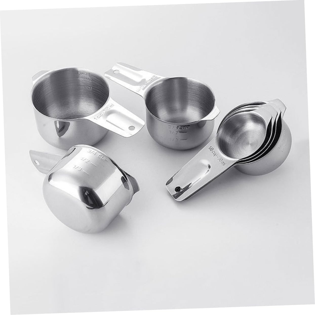 Cabilock 7pcs Stainless Steel Measuring Spoons Set with Markings for Precise Baking and Cooking Space-saving Design for Kitchen Use