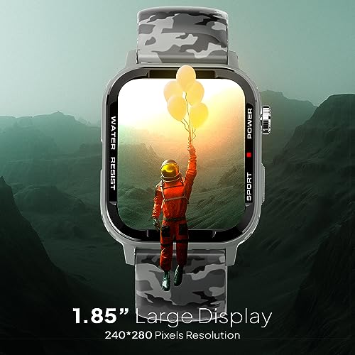 Image of Fire-Boltt Tank 1.85 inch Outdoor Rugged Bluetooth Calling Smart Watch, 123 Sports Mode, 8 UI Interactions, Built in Speaker & Mic, 7 Days Battery (Camo Black)