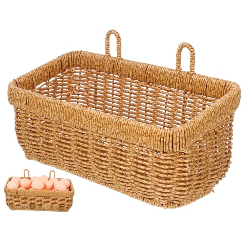 Garneck Fruits Basket Rattan Wall Basket Wall Woven Storage Large Storage Fruit Mounted Rattan Fruit Door Wicker Organizer Plant Fruits -usable
