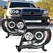 For Toyota Tacoma Pickup Black Bezel Dual Halo Ring Design Projector LED Replacement Headlights Lamps