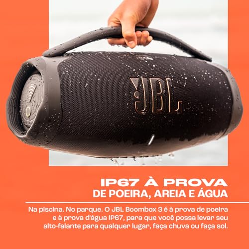 JBL, Caixa de Som, Boombox 3 Wi-Fi, Bluetooth, À Prova D'água e Poeira - Preto