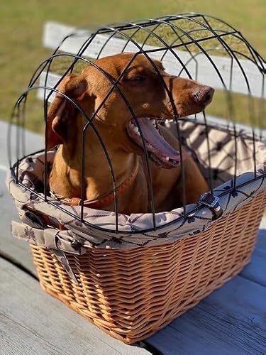 E-Wicker24 Alles Aus Weide - Cestino Per Bicicletta Con Griglia Di Protezione, Cestino Per Cani O Gatti, Cestino Da Trasporto, Speciale Per Bicicletta - 2