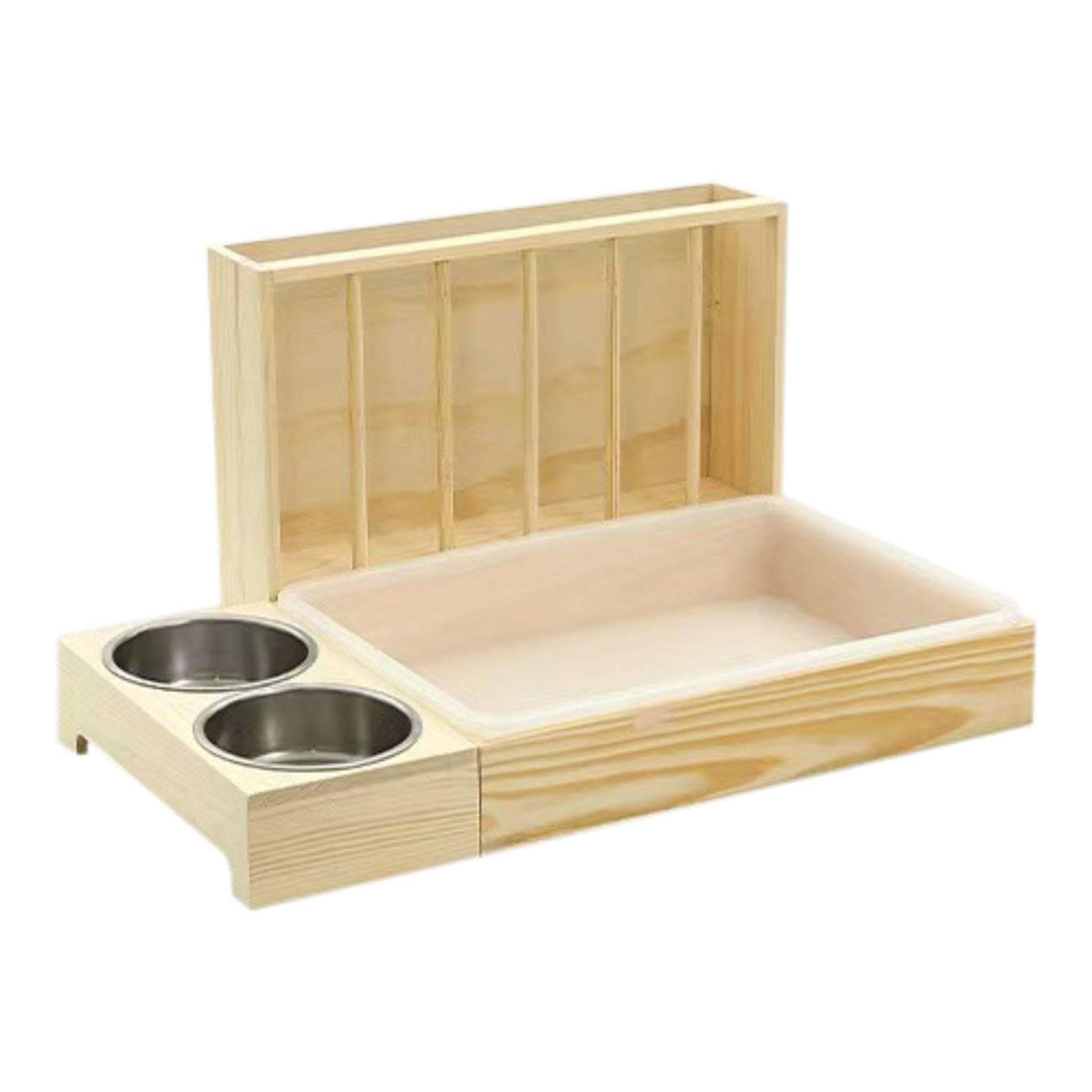 MagiDeal Hay Feeder avec litière, Lapin Foin de Foin de Foin Dispensateur de Foin Herder en Bois pour Le Cochon de