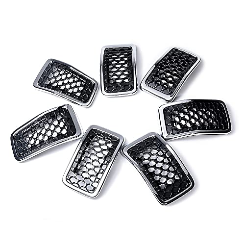 Astra Depots Compatible with 2019-2021 Jeep Cherokee 7pcs Front Grille Inserts Black Honeycomb Mesh Chrome Trim Cover, Matte Black Mesh + Chrome Trim by Astra Depots - Image 8