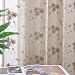 Sheer Curtains Living Room Bedroom Beige 63 inch Flower Embroidered Voile Window Curtain Set 2 Panels