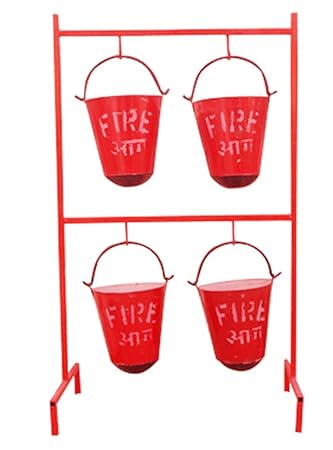 SHRI FIRE India Present Fire Bucket Stand with 4 Buckets Including