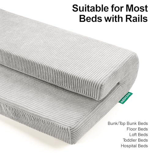 Image of AEOCOO Bed Rail Bumpers Protector, Size 3 Ft, Bed Rail Height Extender Anti-Bump Bed Rails Protector, Loft Beds and Bunk Beds Bumpers Protector Fall Prevention, Grey