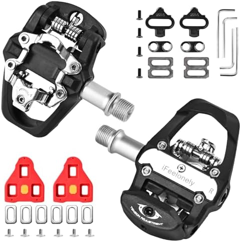 SPD & Look Delta Spin Bike Pedals, Dual Bicycle Pedals with Clips Cleats for Shimano SPD & Peloton,Indoor Outdoor Cycling Exercise