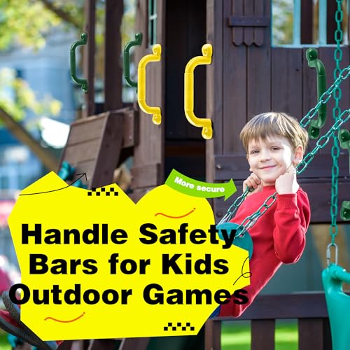 Restroma 4 Pack Kids Playground Safety Handles Plastic Swingset Handle Grab Handles Swing Set Accessories for Child Treehouse Playset Climbing Frame, 2 Colors (Color Set 1)