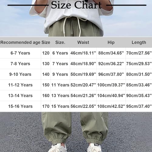 Boys Cargo Pants Casual Drawstring Sweatpants Soft Lightweight Quick Dry Solid Color School Pants for Boys 6-16 Years3