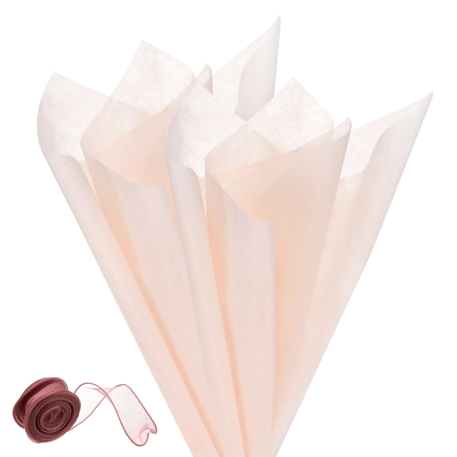 M METERXITY 76Sheets Korean Cotton Flower Wrapping Paper with Ribbon, 23" Milk Cotton Waterproof Floral Bouquet Wrapping Paper for Party/Bouquets/Gift Packaging [Dusty Pink]