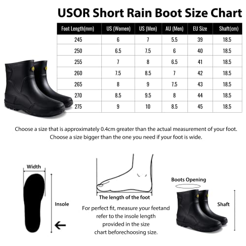 image for USOR Rain Boot Rubber Anti Slip Water Boots Slip On Waterproof Elastic